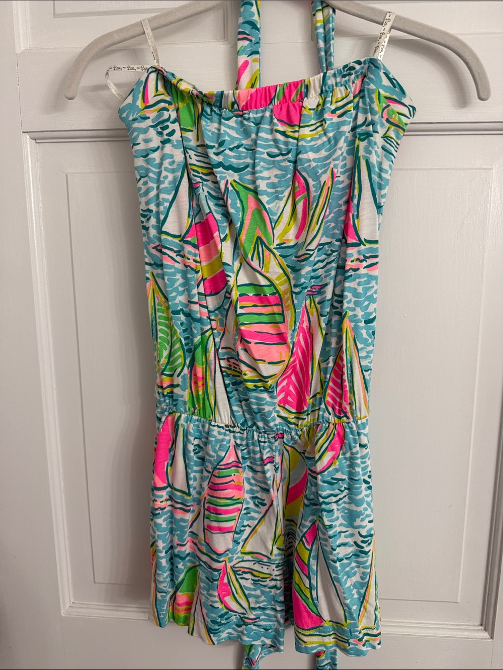 Lilly Pulitzer Aqua, Pink & Lime Sailboat Print Sundress